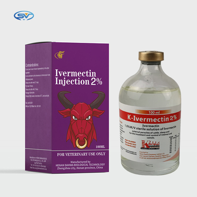 Injeção injetável veterinária de Ivermectin 1% das drogas para as doenças parasíticas 50ml 100ml do gado e dos suínos