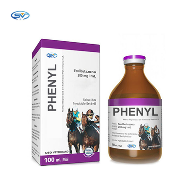 Solução injetável injetável veterinária de Phenylbutazone 20% das drogas para o uso dos cavalos, 100ml