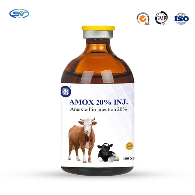 injeção veterinária da amoxicilina das drogas 100ml antiparasitárias de 20% para a infecção do gado