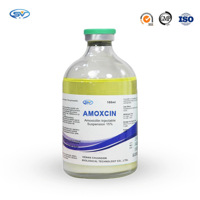Drogas antiparasitárias veterinárias da injeção 100ml da amoxicilina para as vias respiratórias do gado
