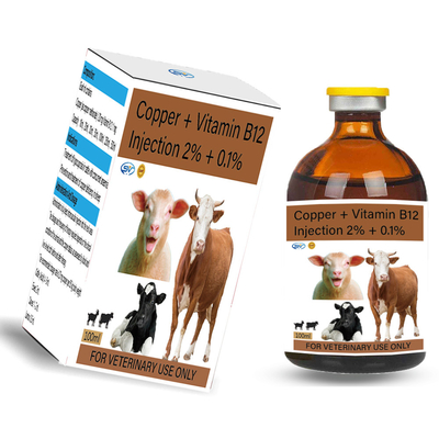 Cobre + vitamina drogas injetáveis veterinárias de B12 2% + 0,1% para a deficiência de cobre nos carneiros