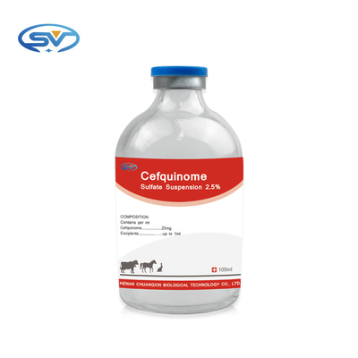 Cefquinome sulfata 2,5% drogas injetáveis veterinárias da suspensão para gatos dos cães dos cavalos dos carneiros das vitelas do gado